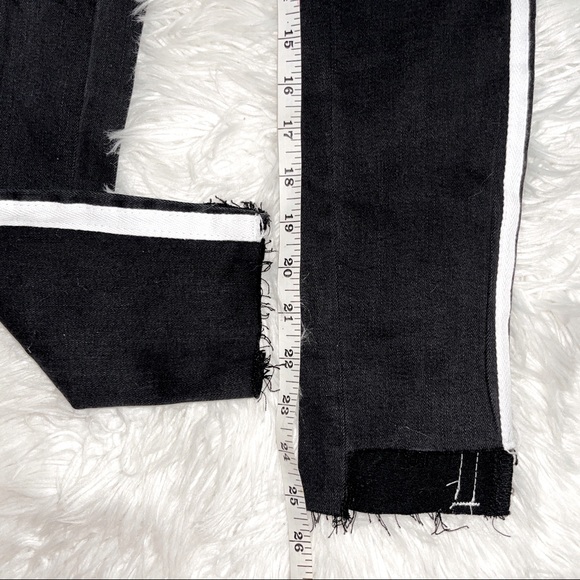 Boutique Ripped Fray Bottom Black & White side stripes Skinnies - Picture 11 of 14
